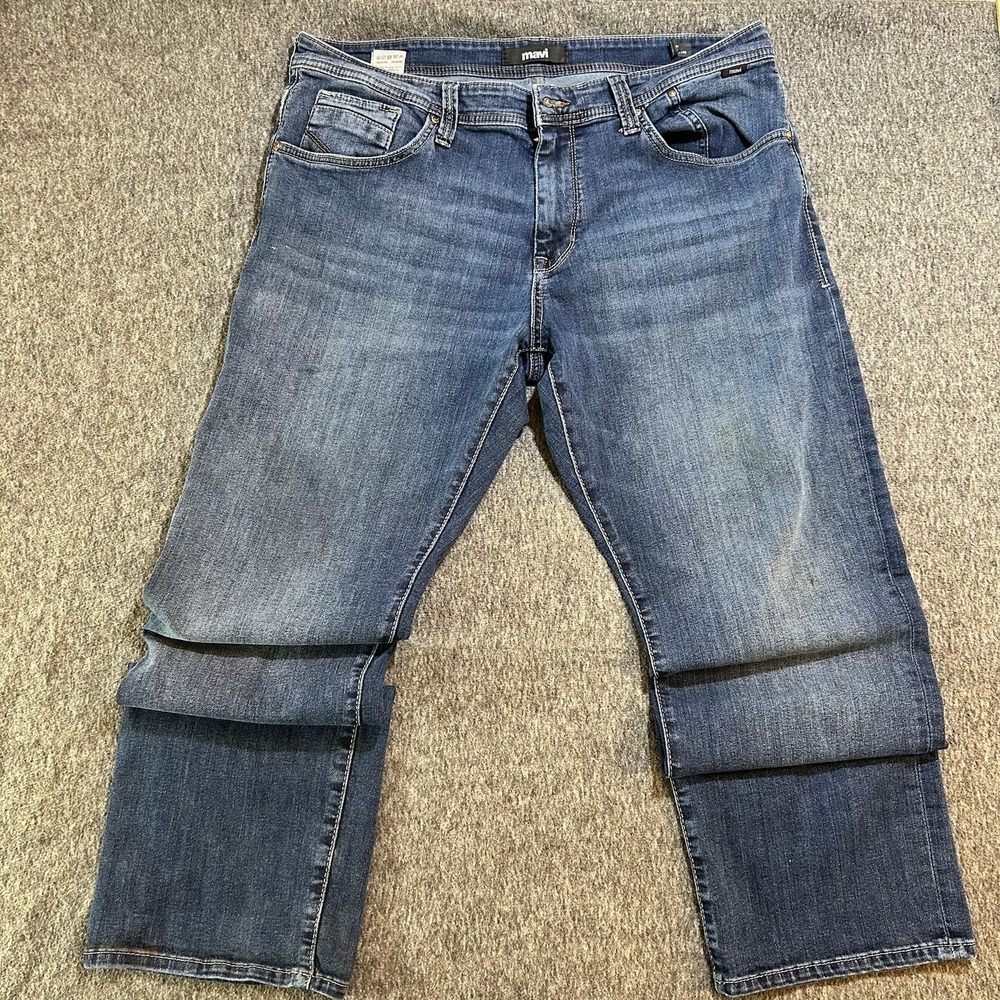 Mavi Jeans Men's 36x32 Relaxed Straight Leg Mid Wash Denim Faded Baggy Matt - Picture 2 of 13